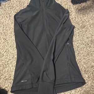 Nike Women's Black Dri-Fit full zip running jacket with thumb holes size medium